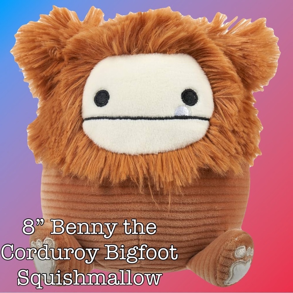 Squishmallows Brown and White Corduroy Bigfoot “Benny” 8” NWT​